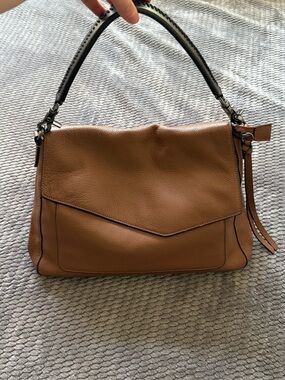 Botkier Brown Leather Shoulder Bag with Black Handle Trim